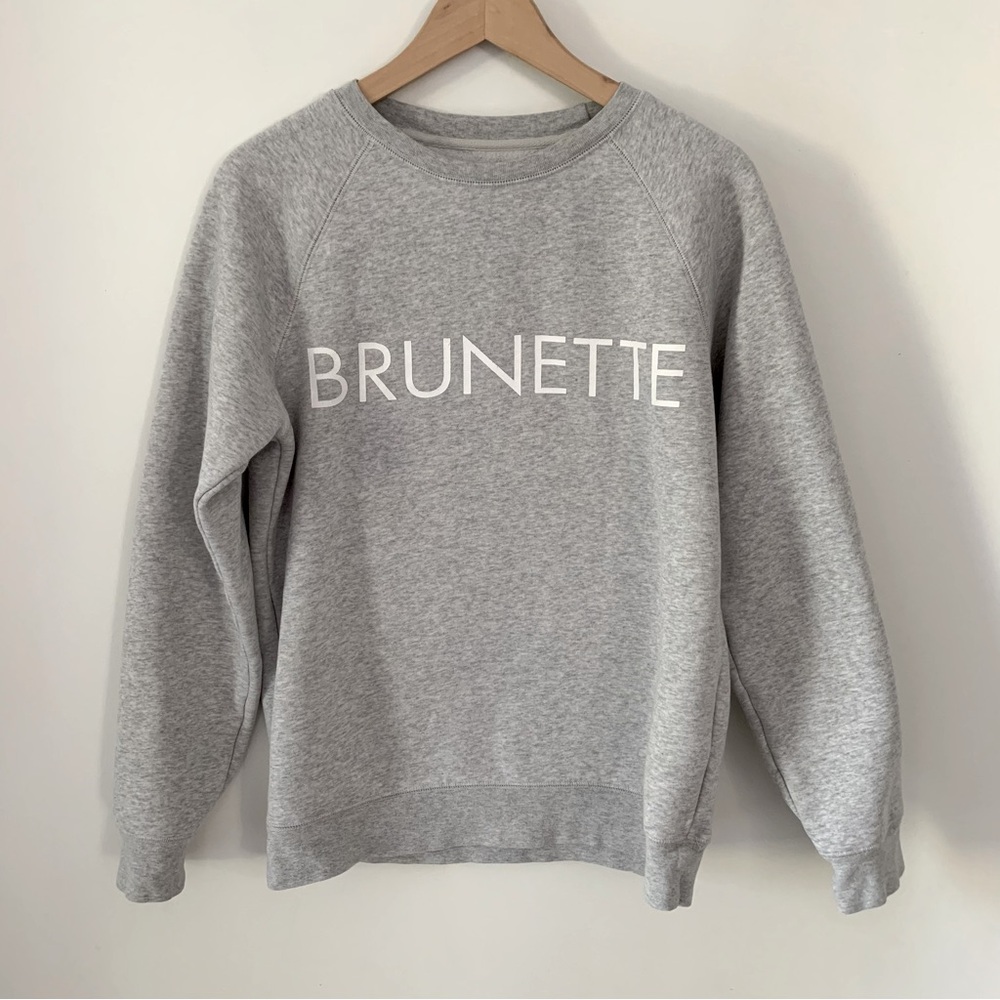 Brunette The Label “Brunette” Crewneck Sweatshirt Grey - Picture 2 of 9